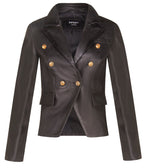 Womens Leather Military Blazer Jacket-Aalborg