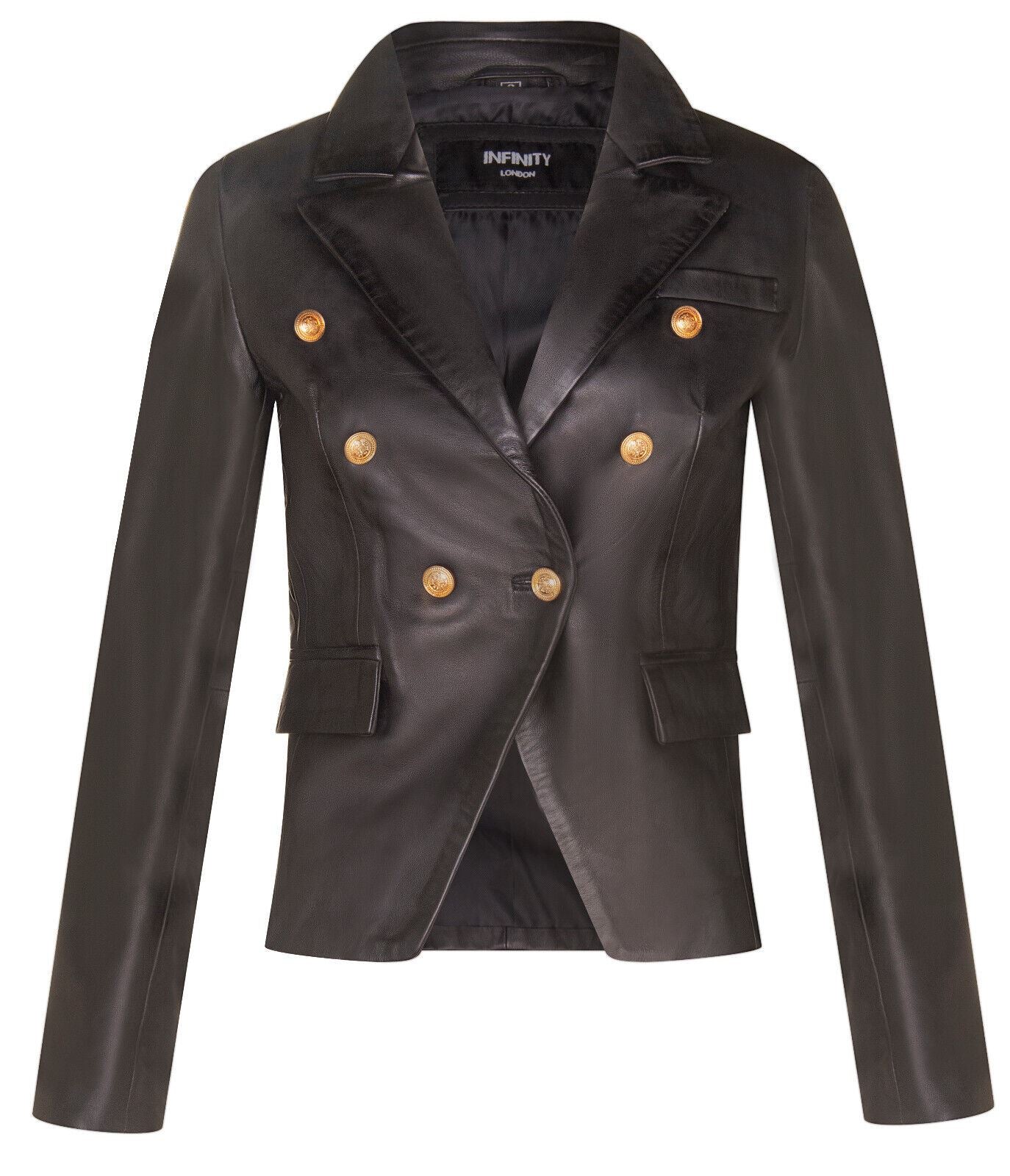 Womens Leather Military Blazer Jacket-Aalborg