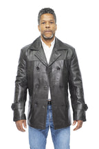 Mens Cowhide Leather Peacoat-Krakaw