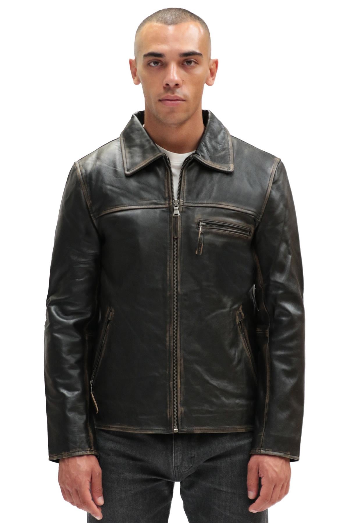 Men's Harrington Cow Hide Leather Jacket-Lima