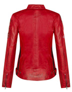 Womens Biker Racing Badges Leather Jacket-Eastleigh