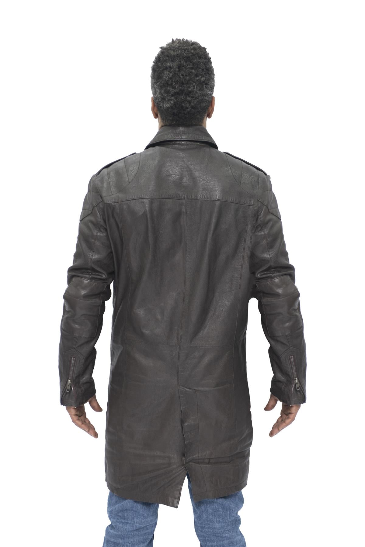 Mens Leather Trench Coat-Hamburg