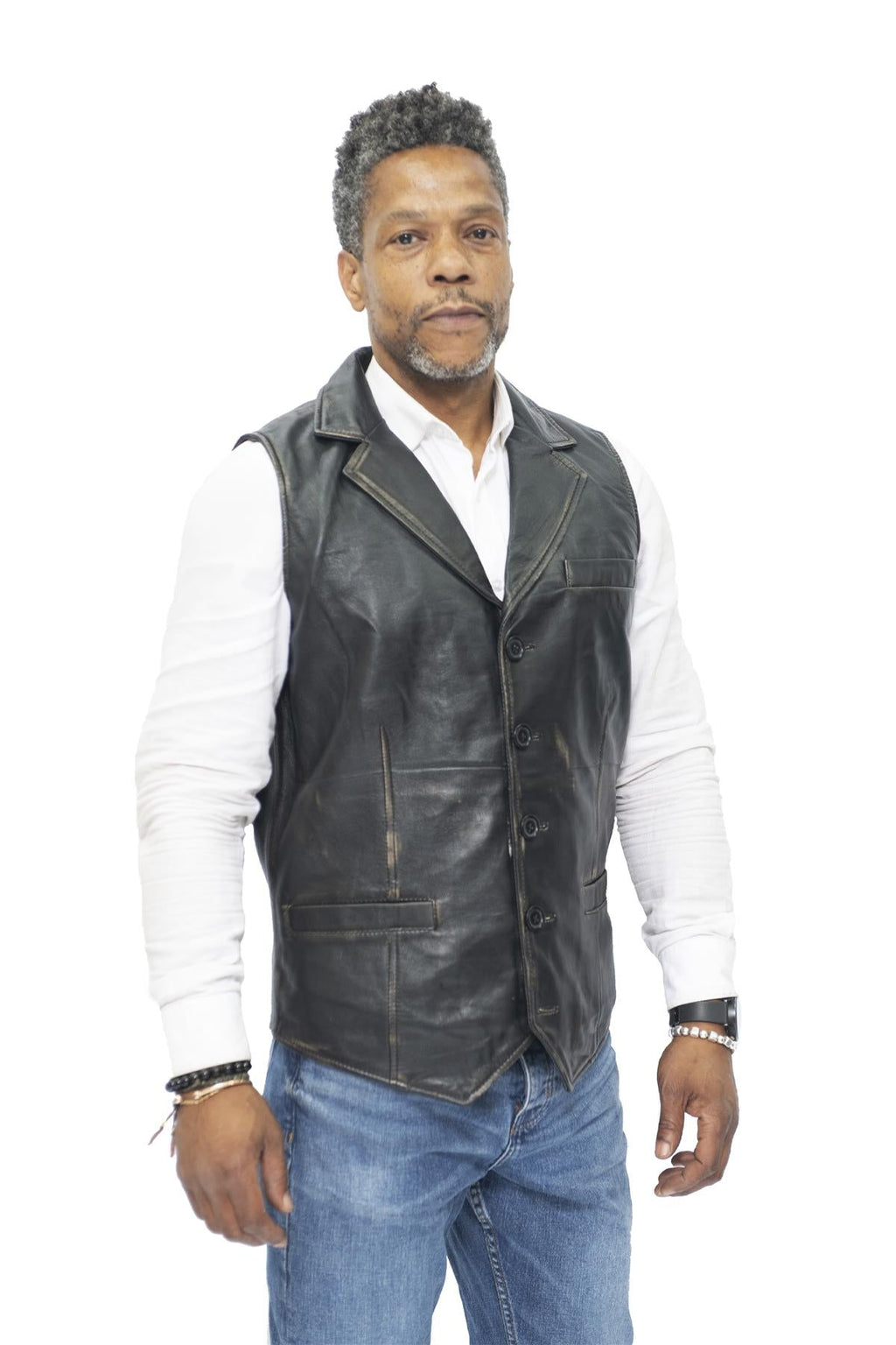 Mens Smart Classic Leather Waistcoat-Bristol