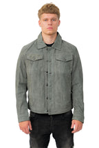 Mens Goat Suede Leather Jeans Jacket-Adelaide