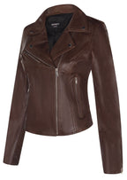 Womens Classic Leather Brando Biker Jacket-Loughton