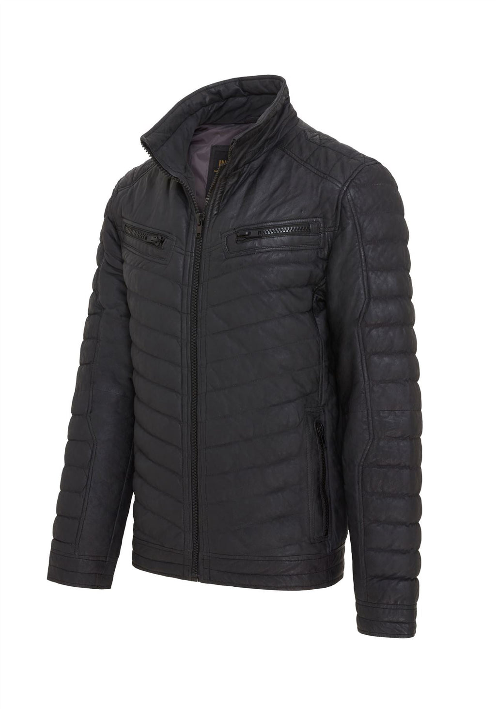 Mens Quilted Puffer Leather Bomber Jacket - Torpoint