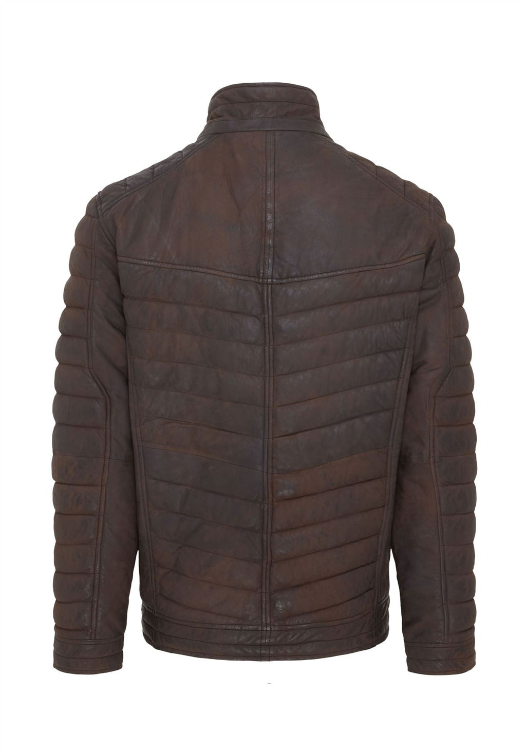 Mens Quilted Puffer Leather Bomber Jacket - Torpoint