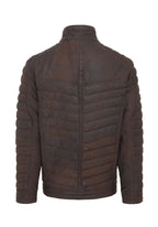 Mens Quilted Puffer Leather Bomber Jacket - Torpoint