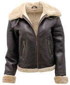 Womens Brown B3 Sheepskin Leather Flying Jacket-Kayseri