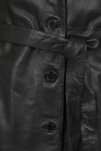 Women's Long Leather Classic Genuine Coat - 'LOLA'