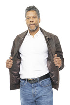 Mens Classic Harrington Bomber Leather Jacket-Minsk
