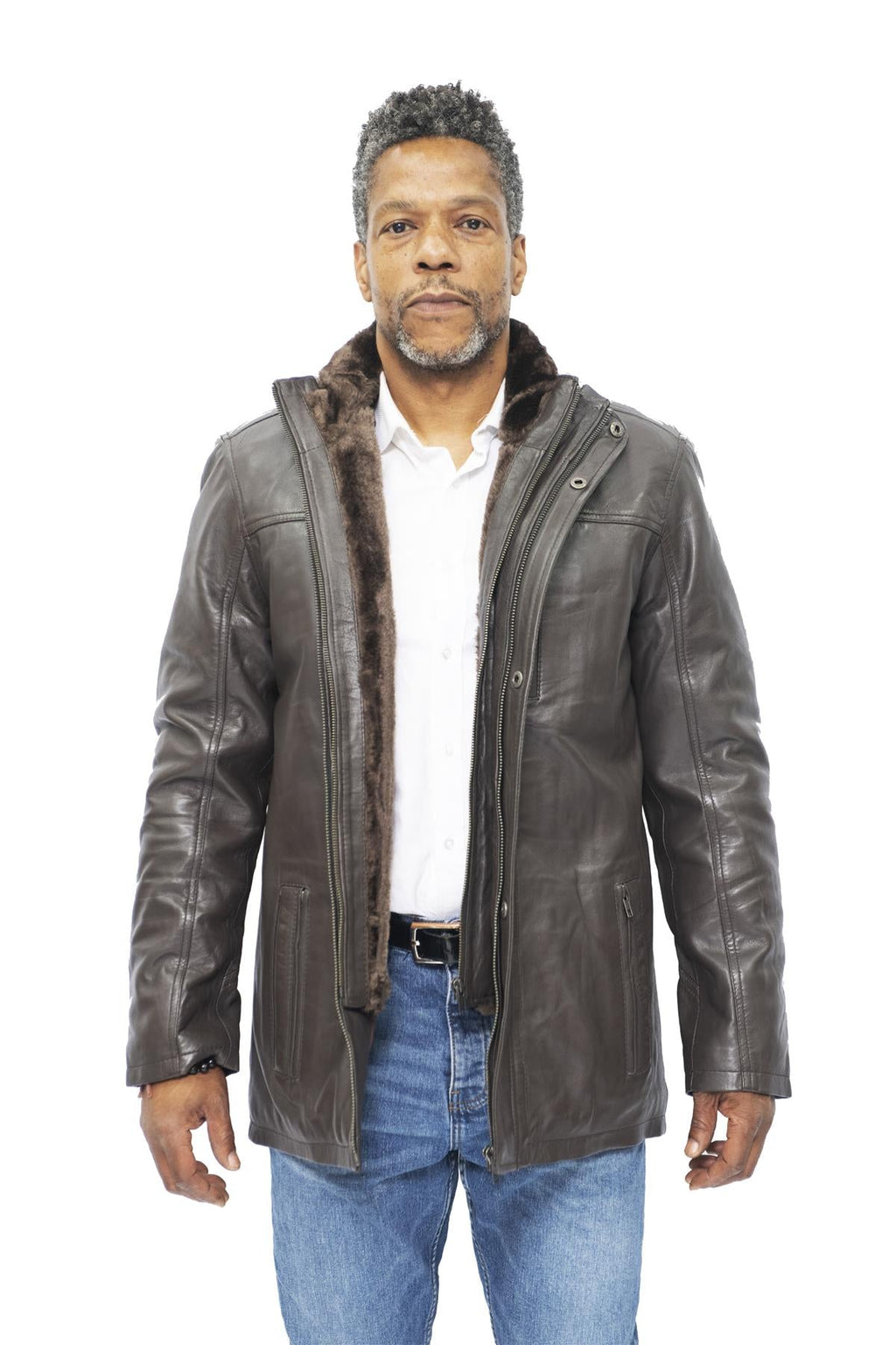 Mens Leather Mid Length Coat-Hanoi