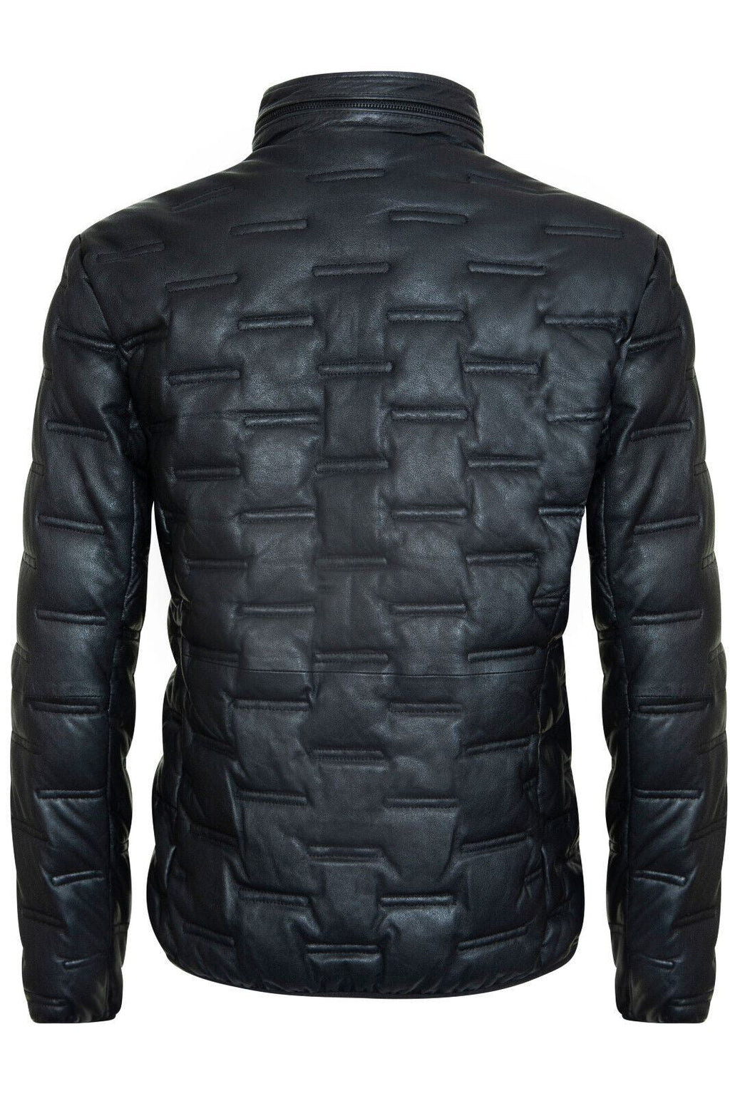 Mens Quilted Puffer Leather Bomber Jacket - Torpoint