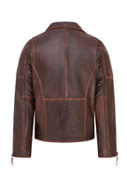 Mens Brando Double Cross Zip Leather Biker Jacket- Fagernes