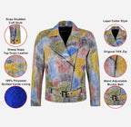 PICASSO Leather Jacket Multicolored Waxed Mens Leather Biker Jacket