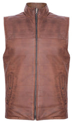 Mens Reversible Black and Brown Leather Gilet-Preston