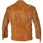 Western Leather Jackets for Men Cowboy Leather Jacket and Fringe Beaded Coat Suede Leather Shirt