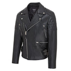 Mens Cowhide Leather Brando Biker Jacket - Garland