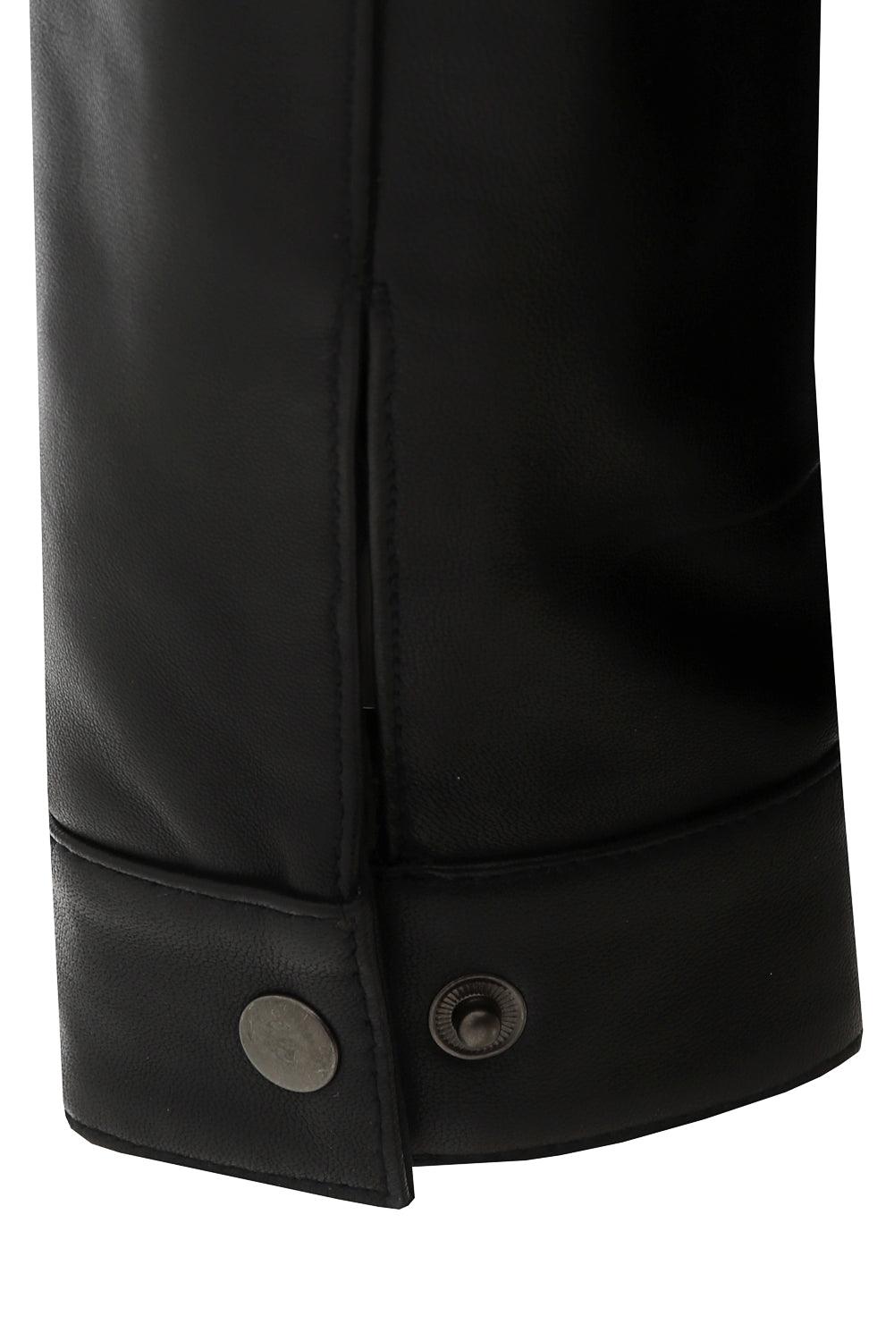 BILLY Men's Black Lamb Nappa Leather Jacket - Classic Mandarin Collar