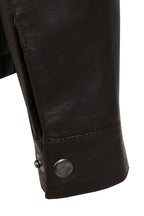 BILLY Men's Brown Lamb Nappa Leather Classic Jacket - Mandarin Collar