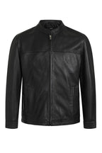 BILLY Men's Black Lamb Nappa Leather Jacket - Classic Mandarin Collar
