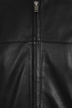 BILLY Men's Black Lamb Nappa Leather Jacket - Classic Mandarin Collar