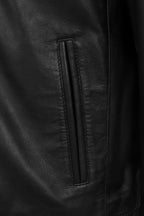 BILLY Men's Black Lamb Nappa Leather Jacket - Classic Mandarin Collar