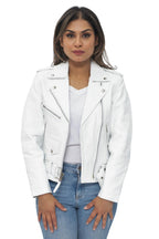 Women's Cowhide Brando Leather Biker Jacket-Murcia