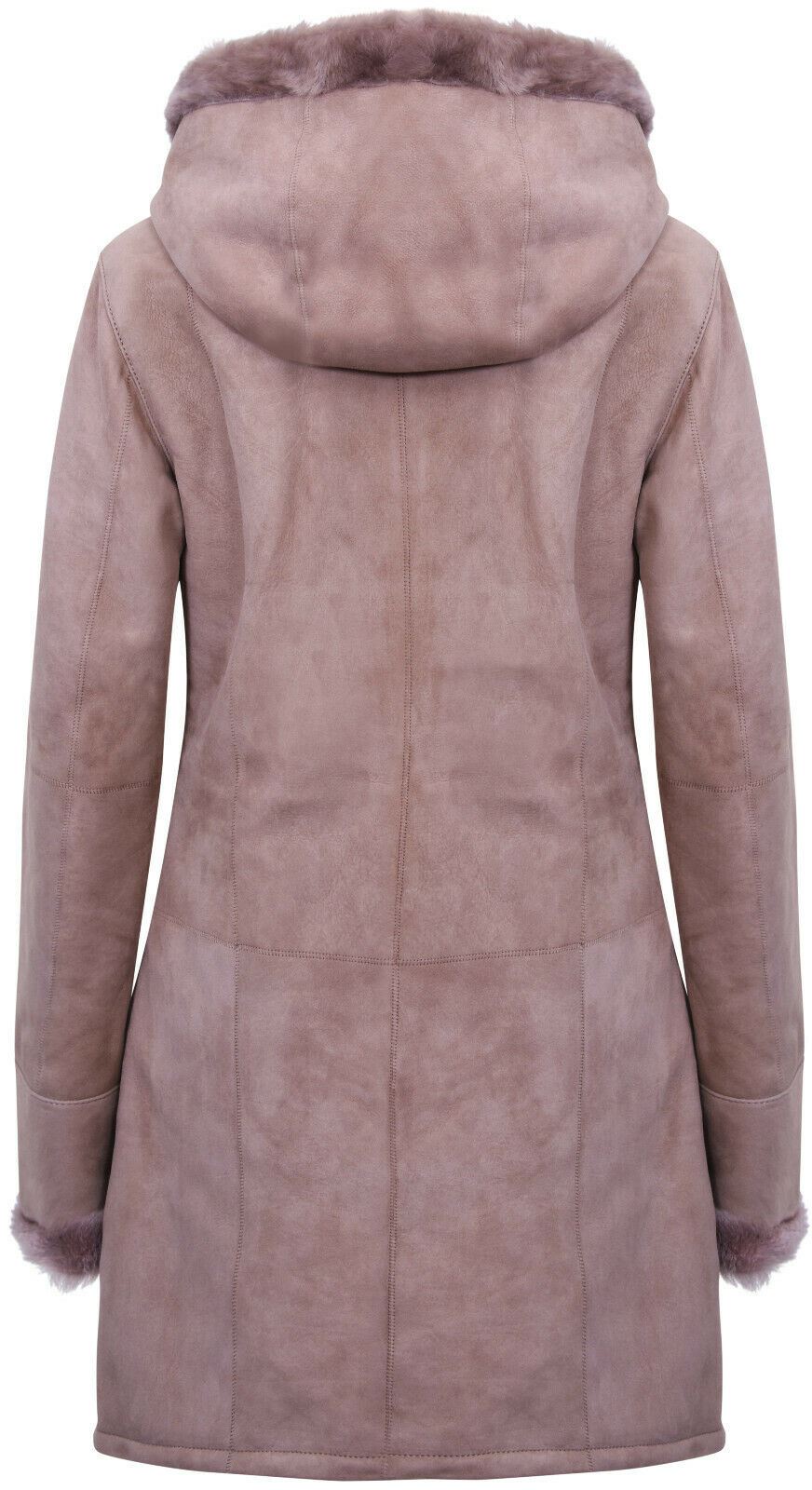 Womens Suede Merino Sheepskin Parka Coat-Tripoli