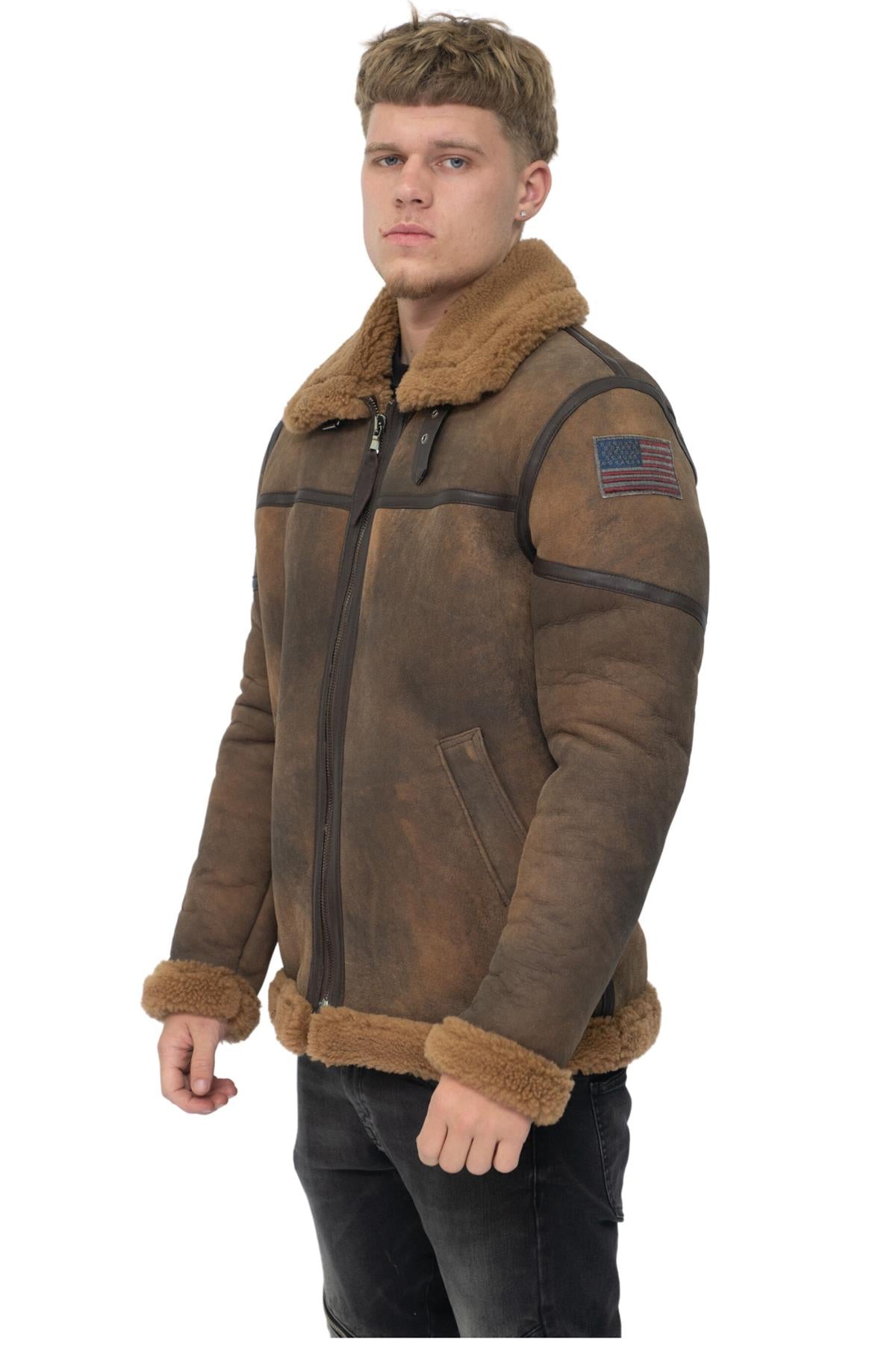 Mens Antique B3 Sheepskin Flying Jacket-Alameda