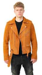 Mens Goat Suede Leather Brando Biker Jacket-Melbourne