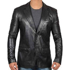 Premium Real Lambskin Leather Blazer Jacket for Men - Black & Brown Casual Coat