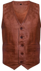 Mens Leather Waistcoat Formal Traditional Gilet Vest