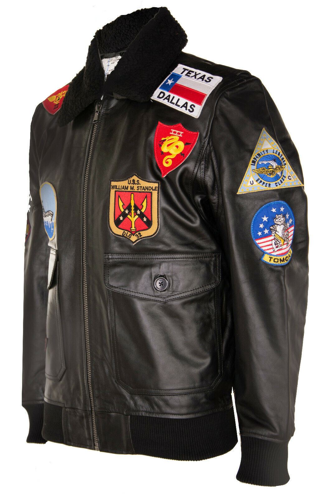 Mens Top Gun A2 Leather Bomber Jacket-San Diego