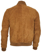 Mens Varsity Soft Suede Leather Bomber Jacket