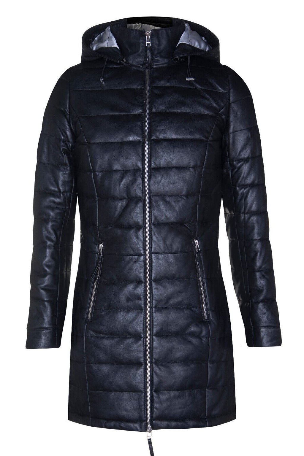 Womens Leather Puffer Parka Jacket-Andria