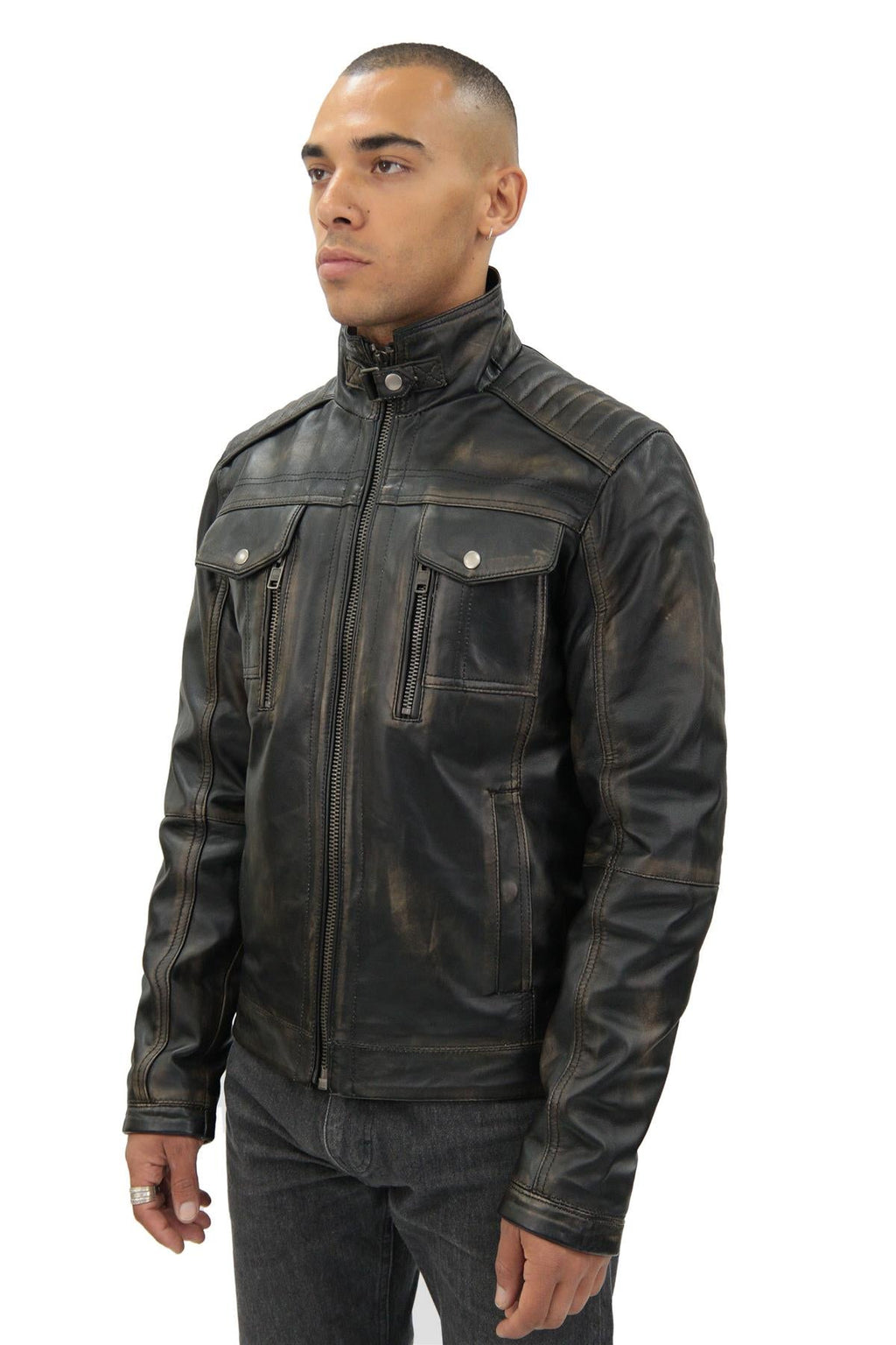 Men's Vintage Leather Biker Jacket-Cape Town
