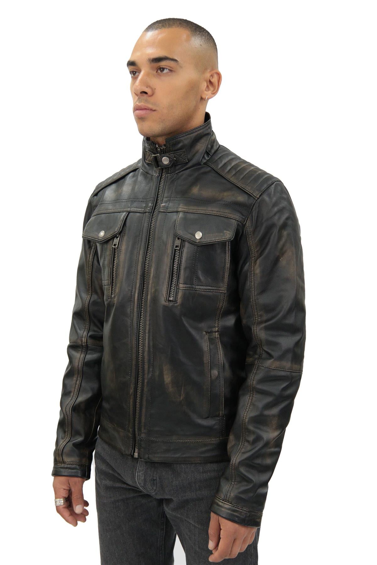 Men's Vintage Leather Biker Jacket-Cape Town