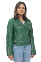 Womens Leather Classic Biker Brando Jacket-Baku