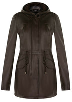 Womens Leather Hooded Parka Jacket-Bucharest