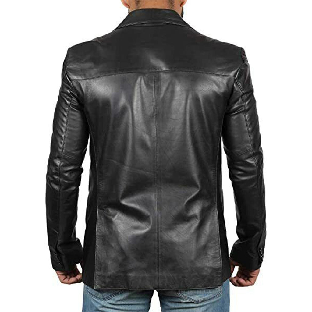 Premium Real Lambskin Leather Blazer Jacket for Men - Black & Brown Casual Coat