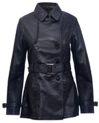 Womens Mid Length Leather Trench Coat -Oakham