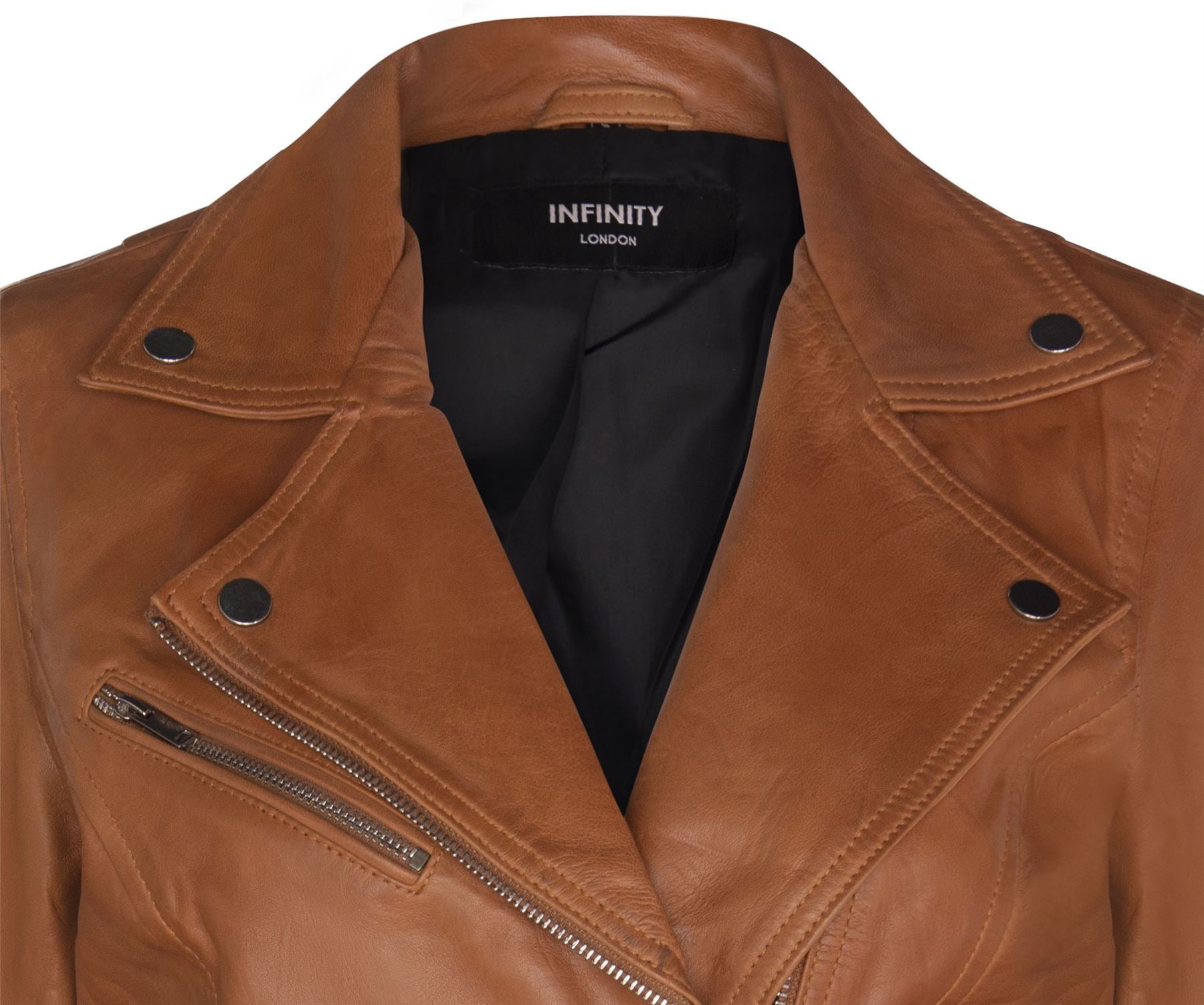 Womens Classic Leather Brando Biker Jacket-Loughton