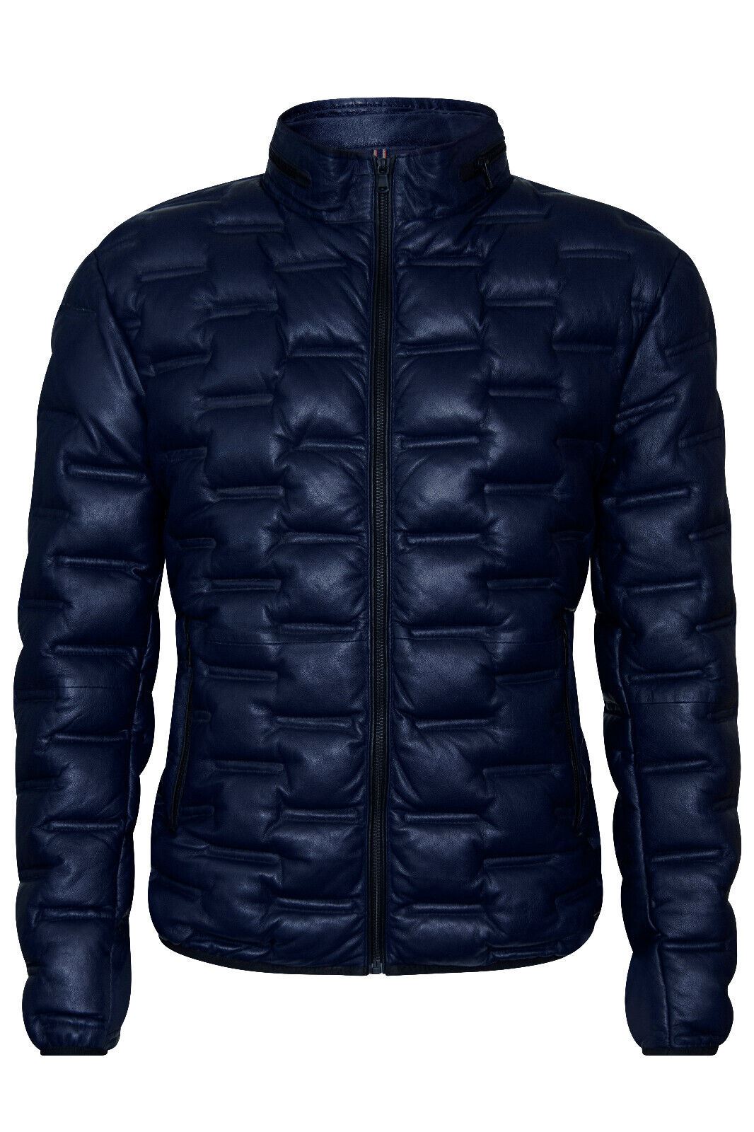 Mens Quilted Puffer Leather Bomber Jacket - Torpoint