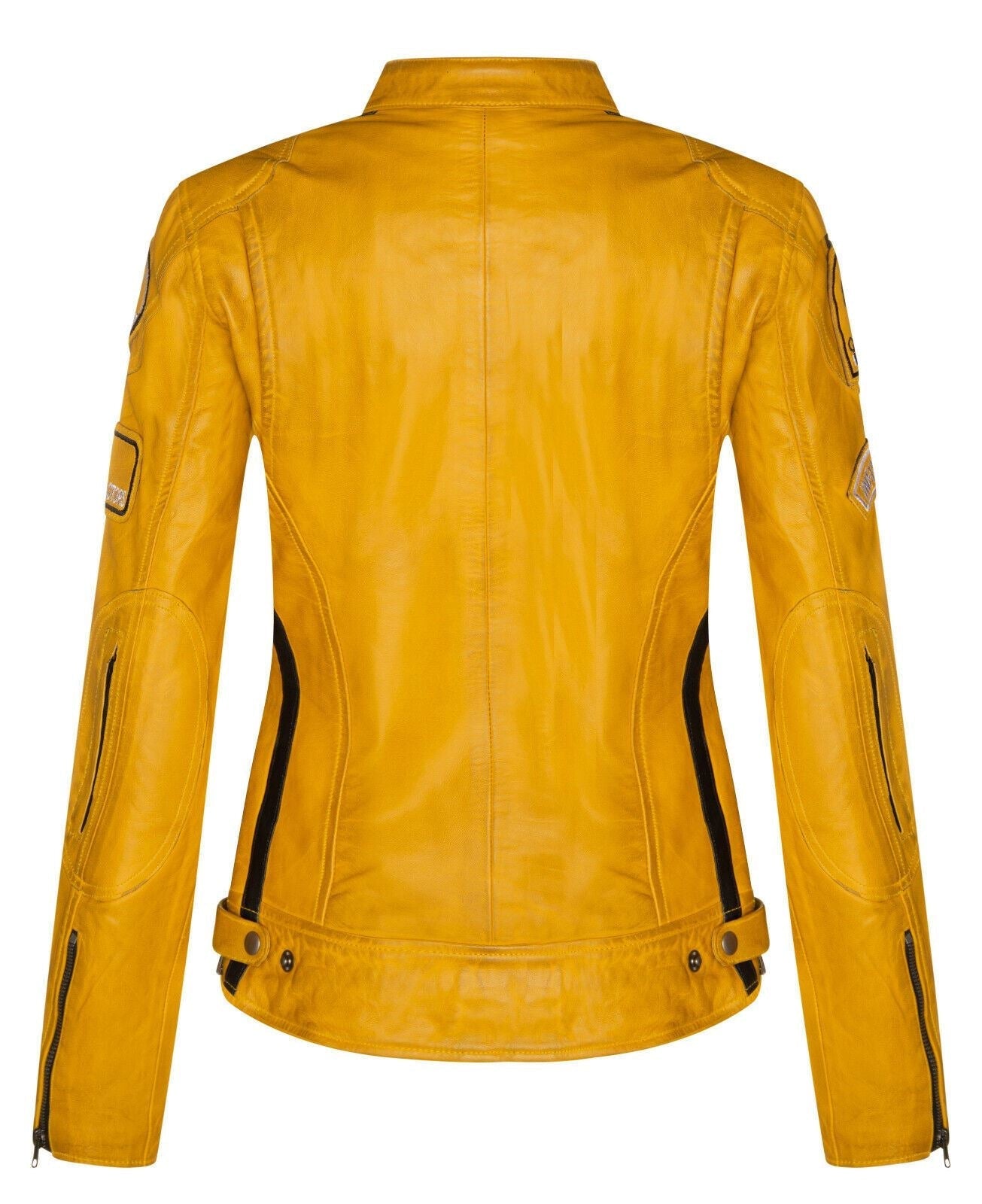 Womens Biker Racing Badges Leather Jacket-Eastleigh