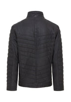 Mens Quilted Puffer Leather Bomber Jacket - Torpoint