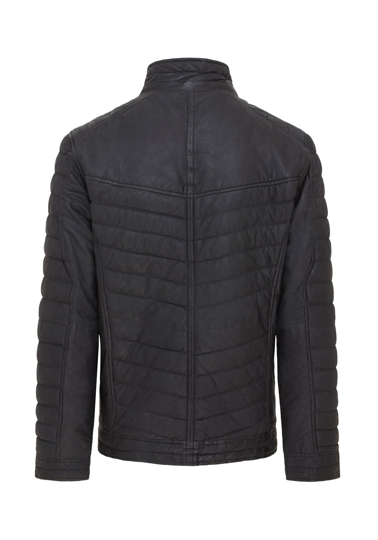 Mens Quilted Puffer Leather Bomber Jacket - Torpoint