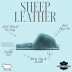 Women's Sheepskin Slippers Teal Warm Winter Fur Sliders - Nordic