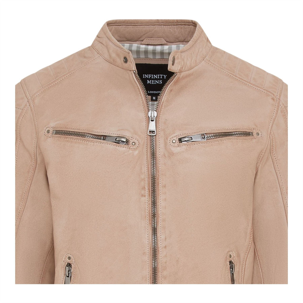 Men's Modern Classic Leather Quilted Biker Jacket - Derry