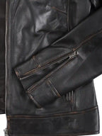 Dodge Women's Rub Off Brown Vintage Leather Jacket